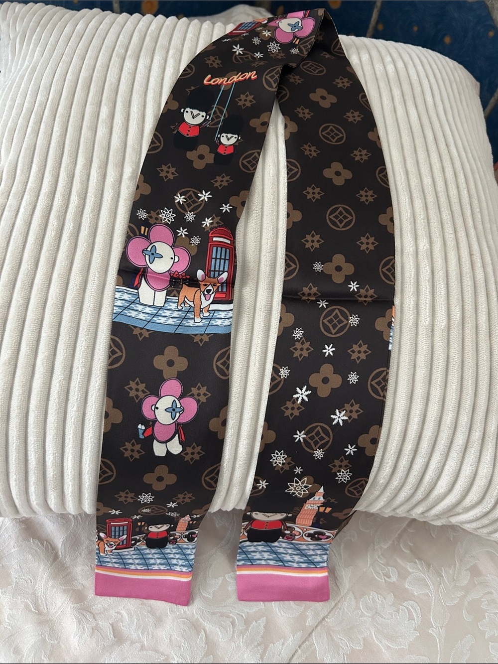 Brown and Multi Color Scarf or Twilly